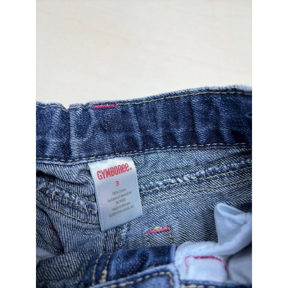 Gymboree Girls Blue Denim Flare Jeans Embroidered Diamond Size 3 Medium Wash